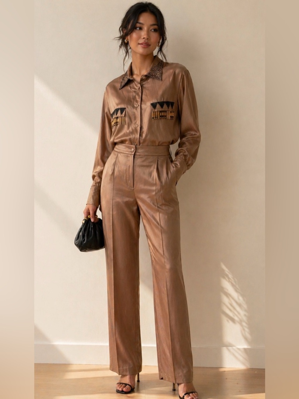 Silk pants matching set